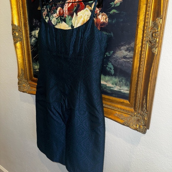 Nanette Lepore Green Blue Tapestry 90s Spaghetti Strap Mini Dress 6 Jewel Tone - Picture 2 of 9